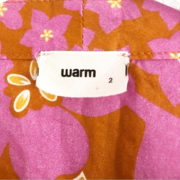 Warm Sierra Sleeveless Orange Pink Floral Cotton Tiered Midi Dress 2 - Picture 10 of 11